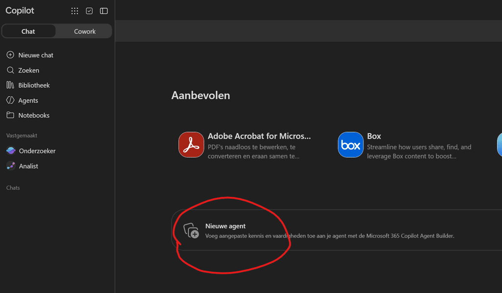 Nieuwe agent in de Microsoft 365 Copilot-app