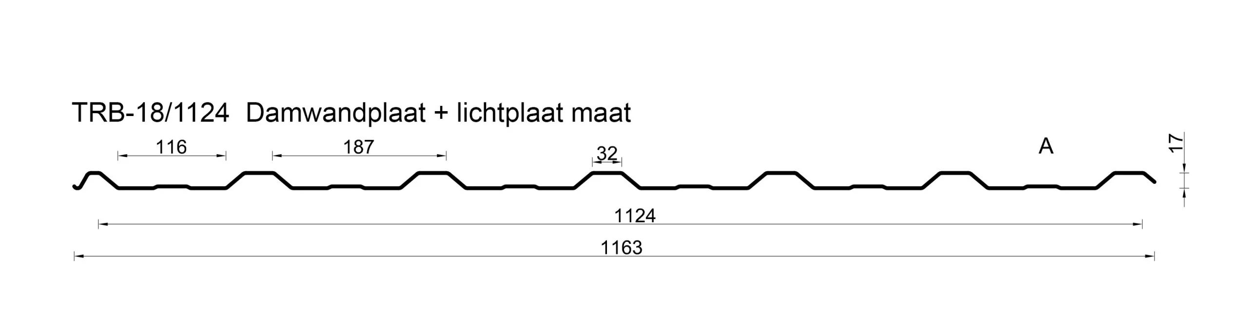 Trapezium plaat TRB-18/1124 mat zwart op voorraad — foto 2