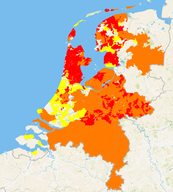 Netcongestie in beeld gebracht voor levering in Nederland.
