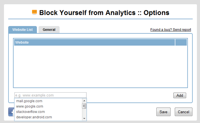 eigen bezoek filteren block yourself analytics