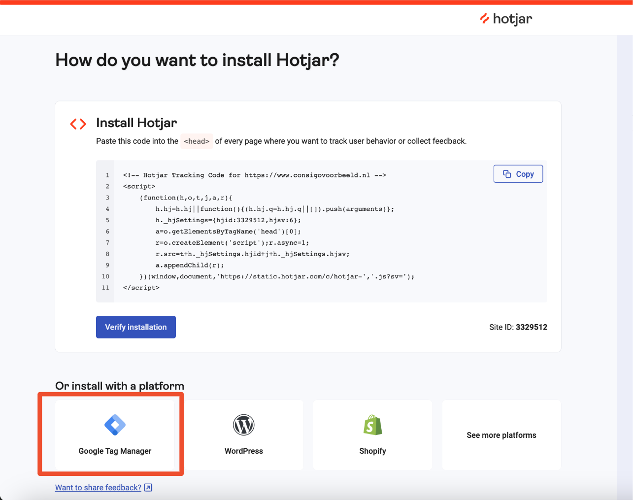 Hotjar Google Tag Manager