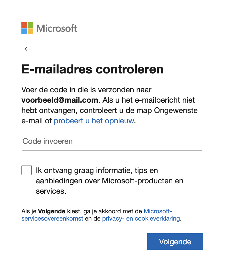 Microsoft Advertising aanmaken controle