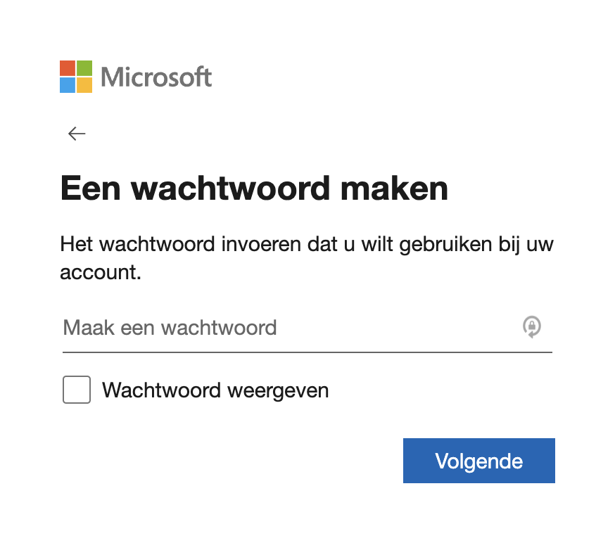 Microsoft Advertising aanmaken wachtwoord
