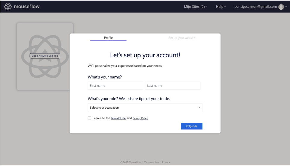 Mouseflow account