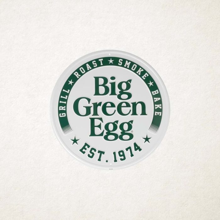 Big Green Egg Round White Sign Est. 1974