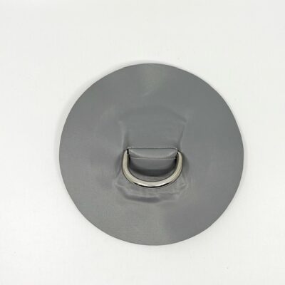 D-ring met pvc patch 150 mm. grijs