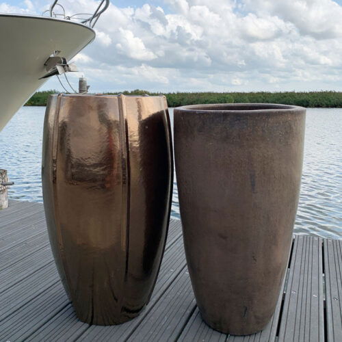 CASSIUS hoge bloempot brons goud design voor buiten 74cm