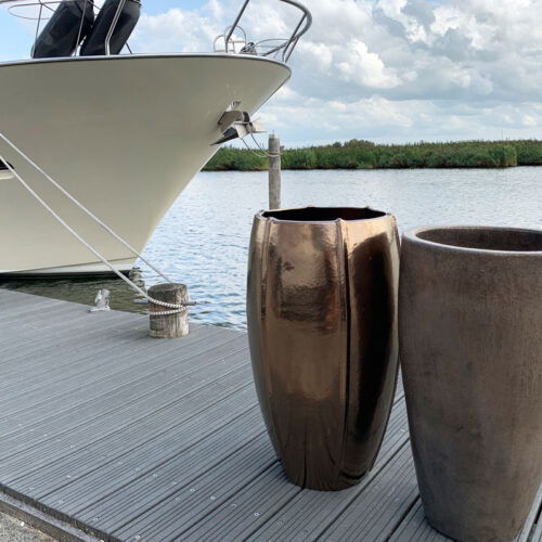 CASSIUS hoge bloempot brons goud design voor buiten 74cm