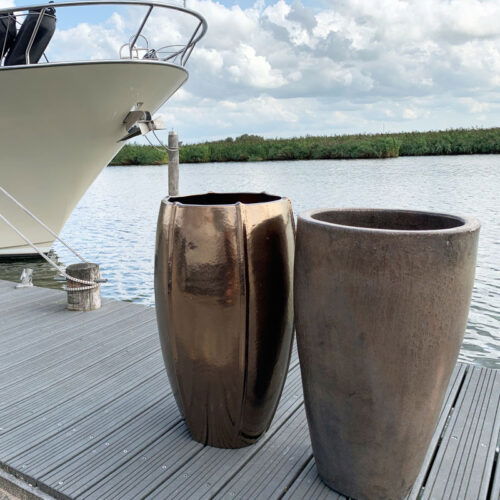 CASSIUS hoge bloempot brons goud design voor buiten 74cm