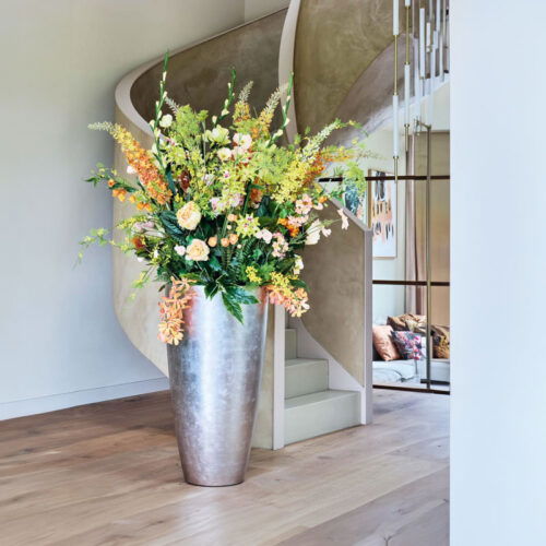 MAXIM hoge vaas zilver champagne XL voor binnen 90cm