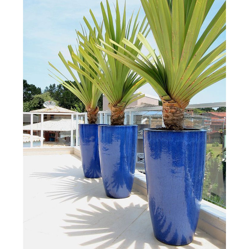 hooi Maaltijd Daar Hoge blauwe keramiek bloempotten plantenbakken plantenpotten blauw groot  palm voor binnen en buiten - Grote bloempot, hoge vaas of XL plantenbak >  Parelmoer Vaas