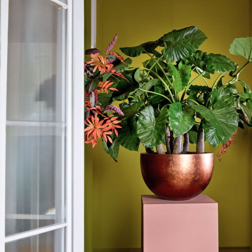 MAXIM bloempot schaal rond koper rood 45cm breed