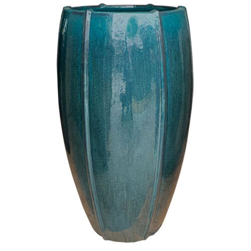 CASSIUS hoge bloempot blauw groen design voor buiten 74cm