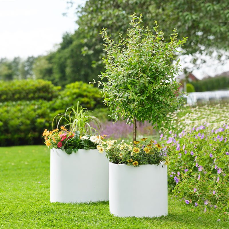 of Kroniek Verdikken ESTRELL grote witte plantenbak 52cm breed - Grote bloempot, hoge vaas of XL  plantenbak > Parelmoer Vaas