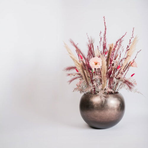 MAXIM grote ronde bloempot taupe brons 50cm breed