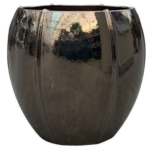 CASSIUS grote metallic zwarte bloempot keramieken plantenpot 55cm