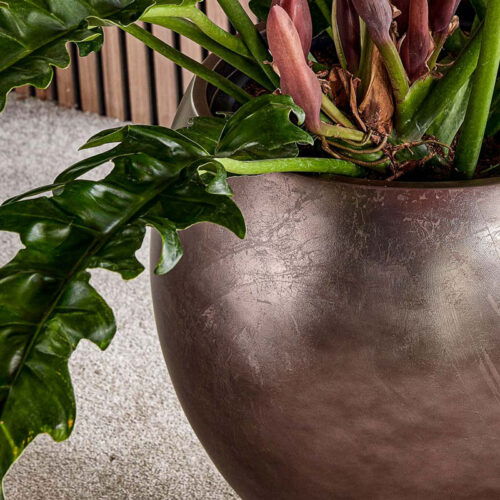 MAXIM grote ronde bloempot taupe brons 50cm breed
