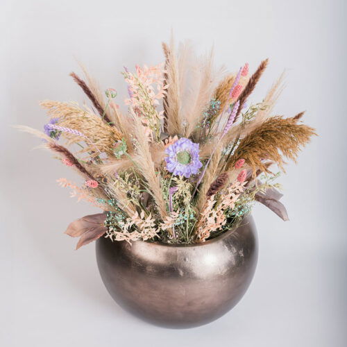 MAXIM grote ronde bloempot taupe brons 50cm breed