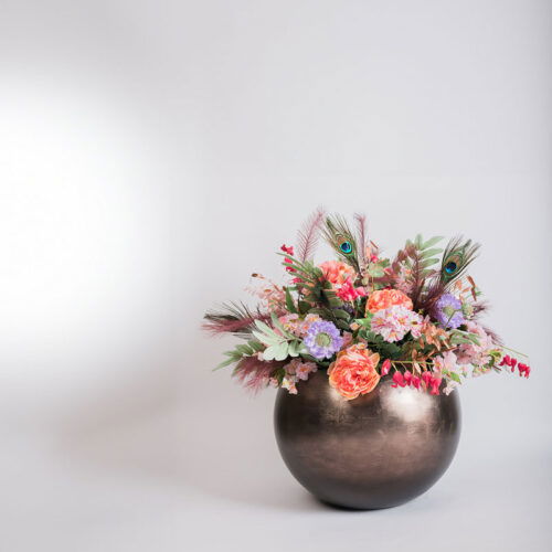MAXIM grote ronde bloempot taupe brons 50cm breed