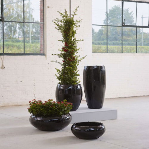 CASSIUS grote zwarte bloempot keramieken plantenpot 55cm