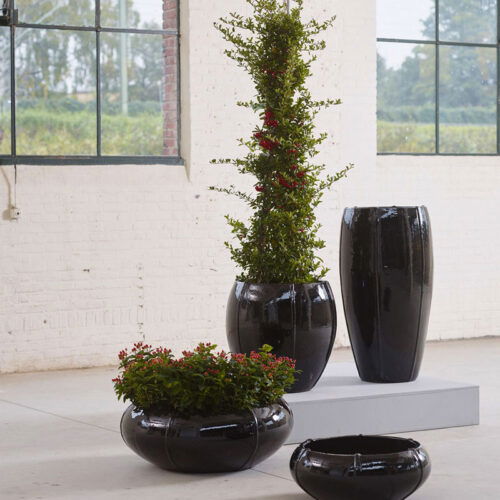 CASSIUS grote zwarte bloempot keramieken plantenpot 55cm