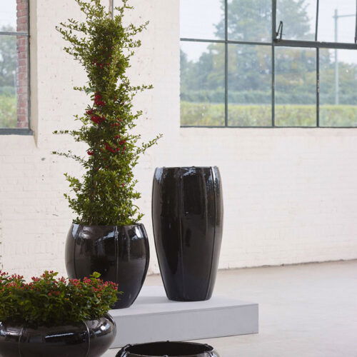 CASSIUS grote zwarte bloempot keramieken plantenpot 55cm