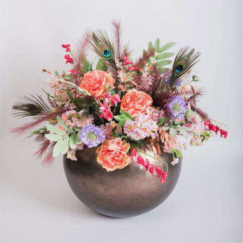 MAXIM grote ronde bloempot taupe brons 50cm breed