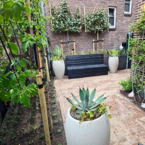 FUNDO hoge vaas beige grijs voor buiten 88cm