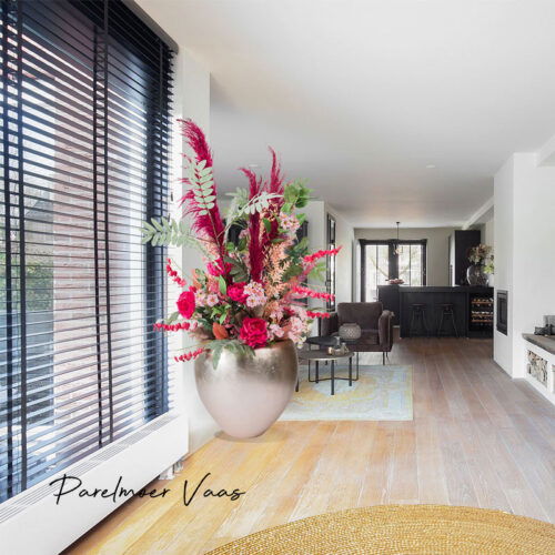 MAXIM grote champagne zilveren design bloempot vaas 50cm breed
