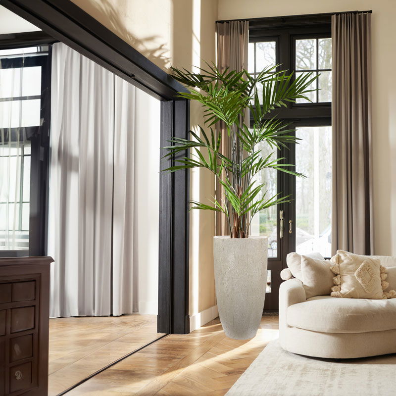 Hoge KENTIA PALM kunstplant HQ Howea kunstpalm met echt hout 225cm