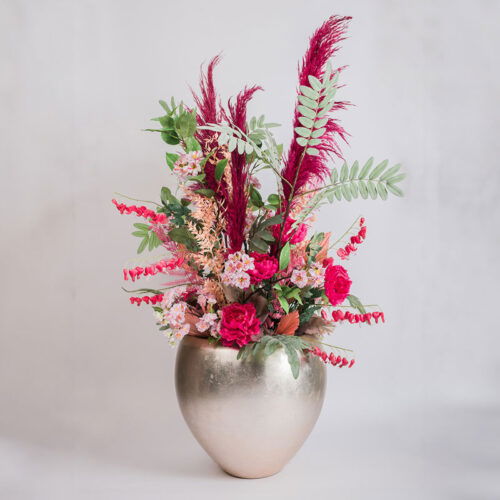 MAXIM grote champagne zilveren design bloempot vaas 50cm breed