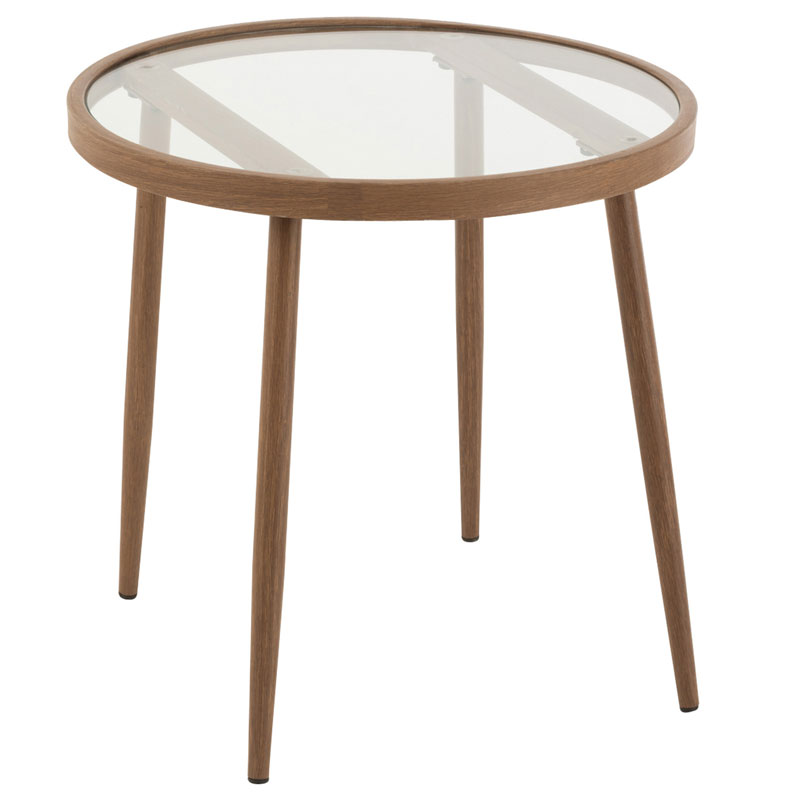 MANOO bijzettafel plantentafel donker hout met glazen plaat 55cm