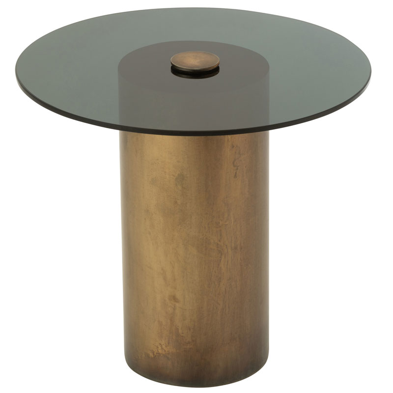 MIRAN design bijzettafel plantentafel brons met rookglas 52cm breed