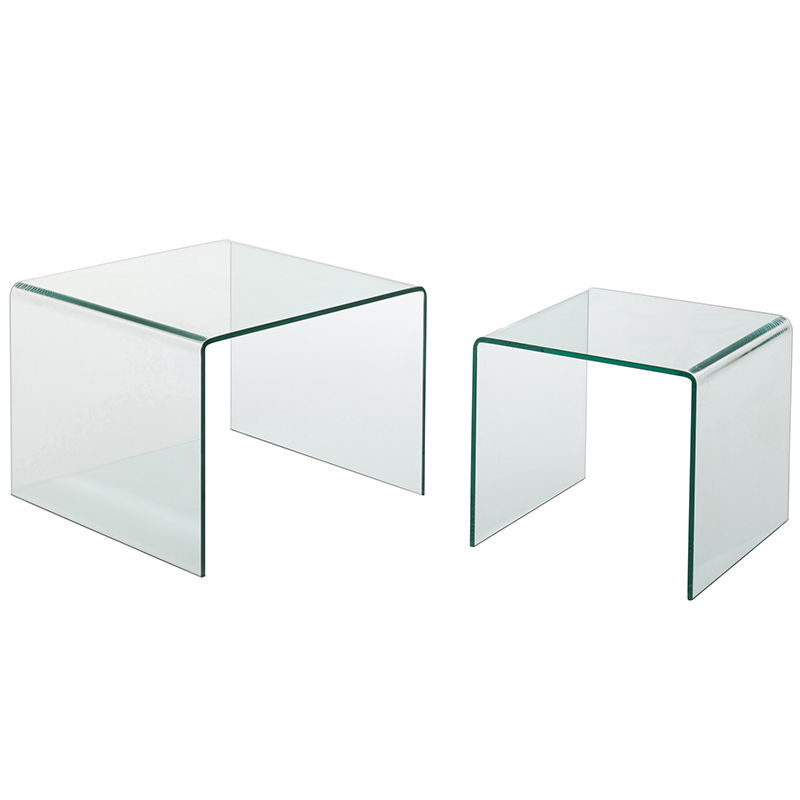 LUMII glazen salontafel set bijzettafels met glas 50cm & 65cm breed