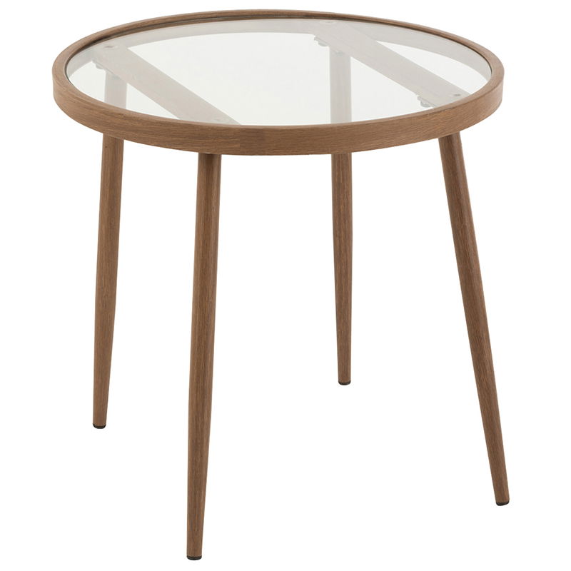 MANOO bijzettafel plantentafel donker hout met glazen plaat 55cm