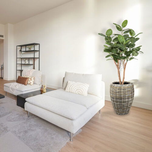 RONI grote rattan bloempot landelijke reviera design plantenpot 62cm