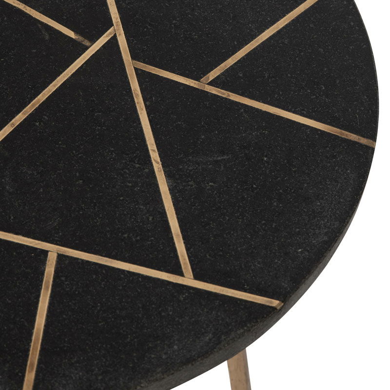 LARU zwarte marmeren salontafel set bijzettafels plantentafels 46cm & 56cm