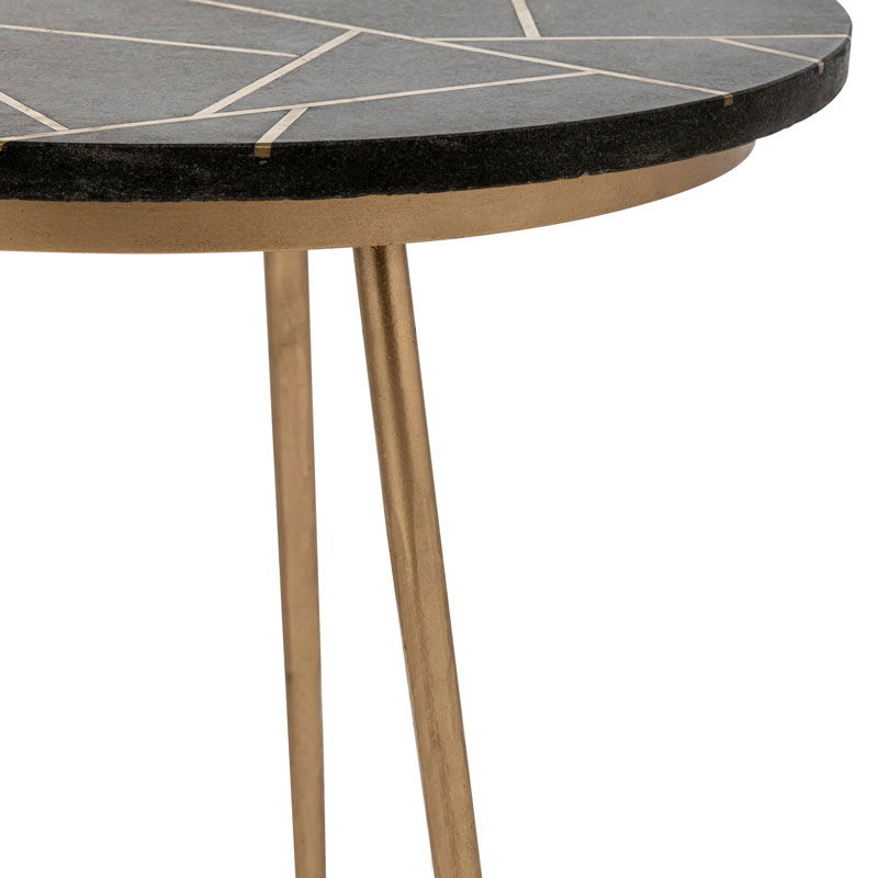 LARU zwarte marmeren salontafel set bijzettafels plantentafels 46cm & 56cm