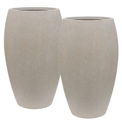 FUNDO grote bloempotten voor buiten beige grijs 60cm