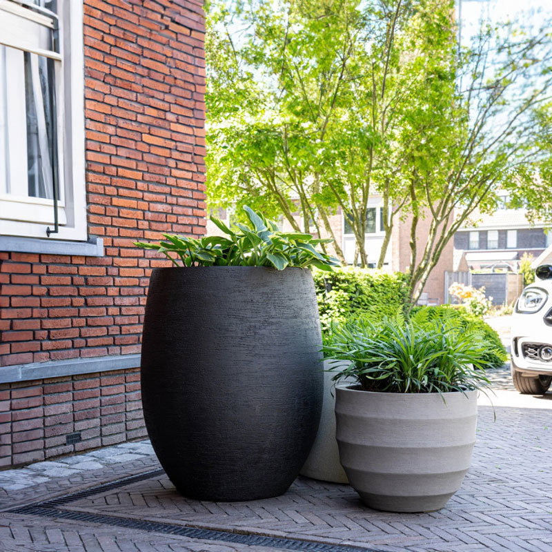 BORDO grote beige bloempot plantenbak beton voor buiten 55cm breed