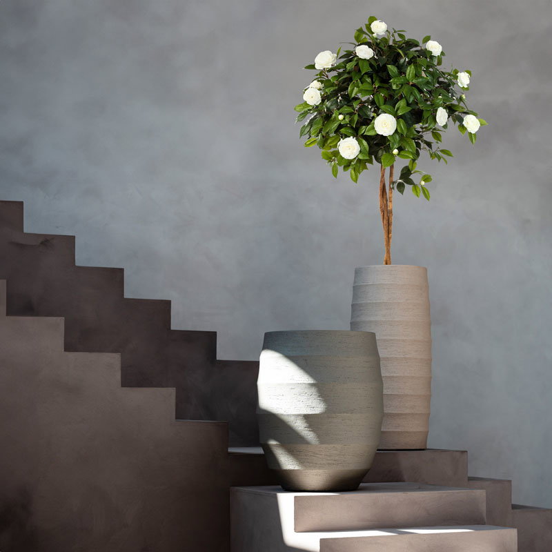 BORDO XL hoge plantenbak bloembak grijs beton voor buiten 70cm hoog