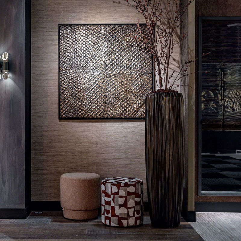 FLUME grote vaas bloempot brons zwart design voor binnen 117cm