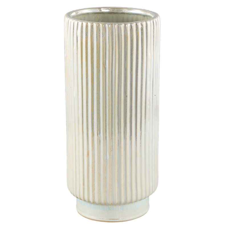 EVIERA witte hoge bloempot plantenpot met parelmoer olielaag 36cm