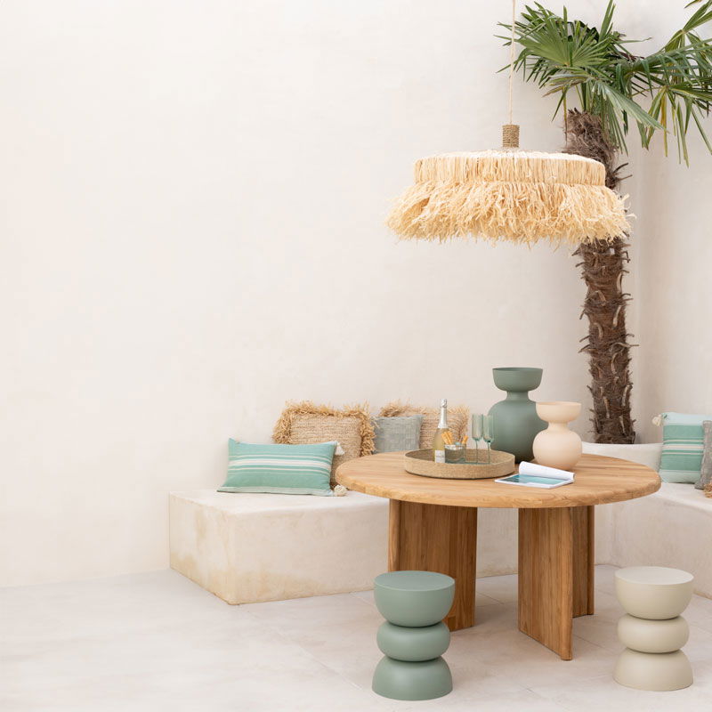 VALA bijzettafel Japandi ivoor wit plantentafel 44cm hoog