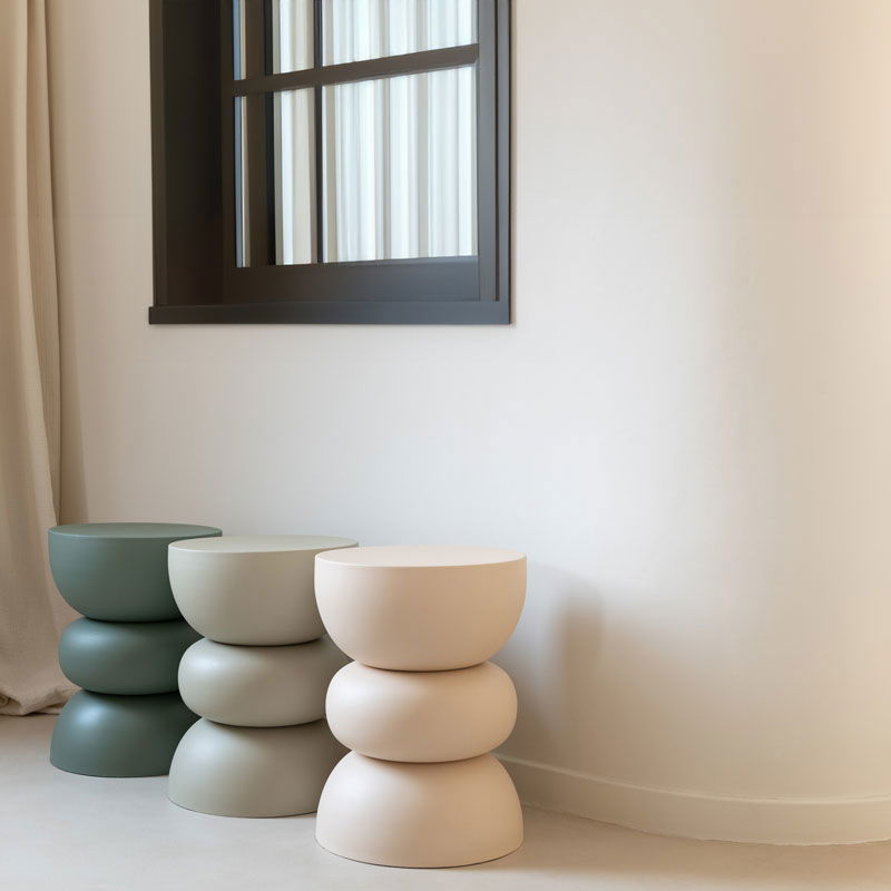 VALA bijzettafel Japandi ivoor wit plantentafel 44cm hoog