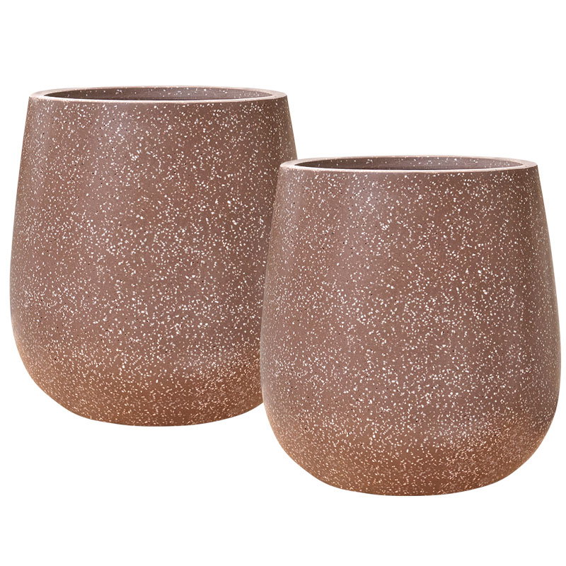 TERRAZZO hoge bloempotten plantenpotten mat terracotta rood voor buiten 40cm