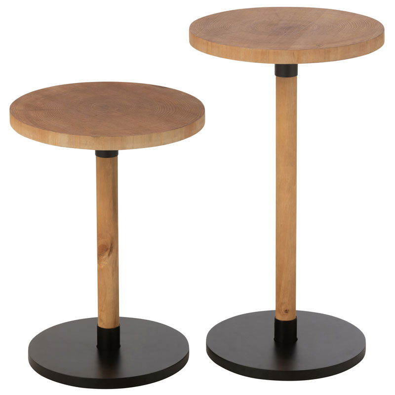 DANNA plantentafeltjes houten bijzettafels met zwarte poot 62cm