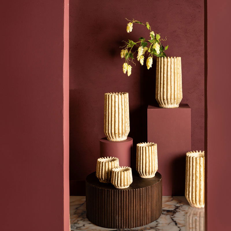 GABRII hoge beige bloempot plantenpot voor binnen Japandi mat 55cm