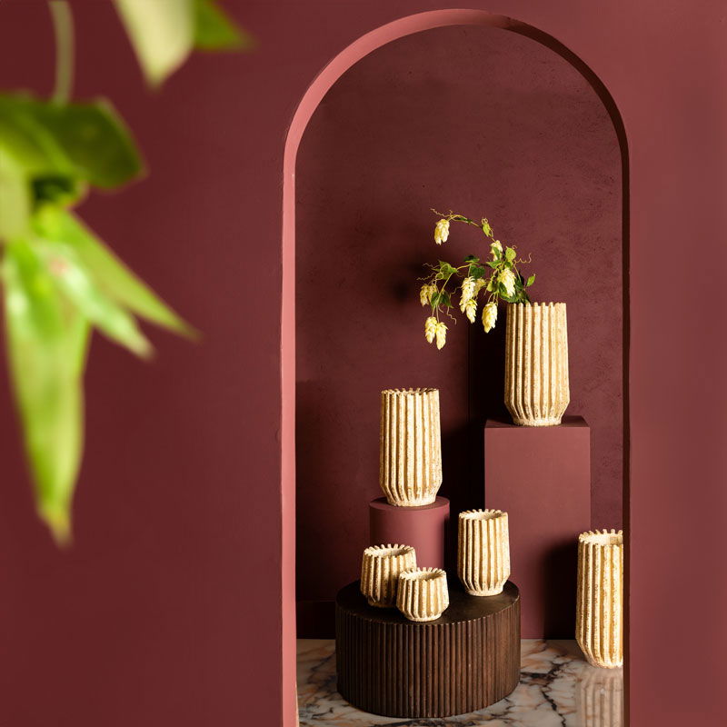 GABRII hoge beige bloempot plantenpot voor binnen Japandi mat 55cm