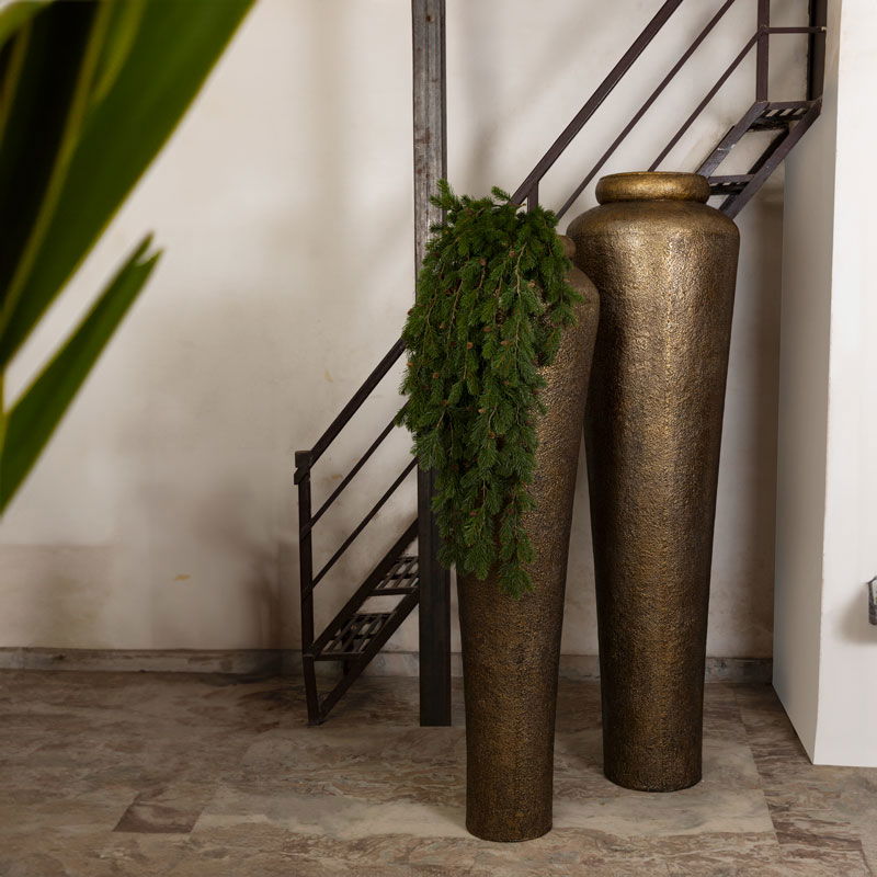 ZAVIR XXL hoge vaas goud messing metaal handgemaakt 198cm